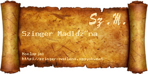 Szinger Madléna névjegykártya